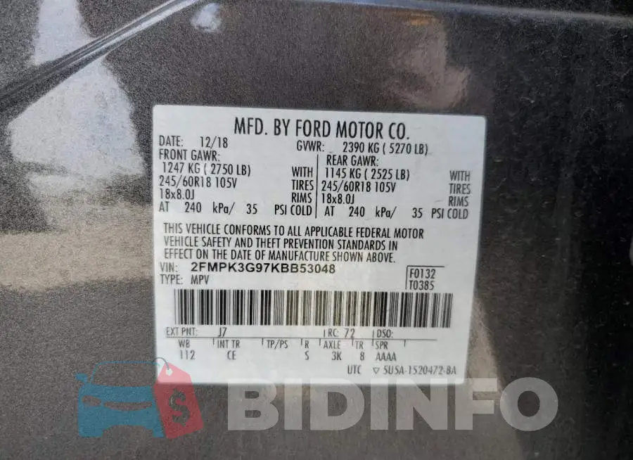 2FMPK3G97KBB53048 Photo# 12
