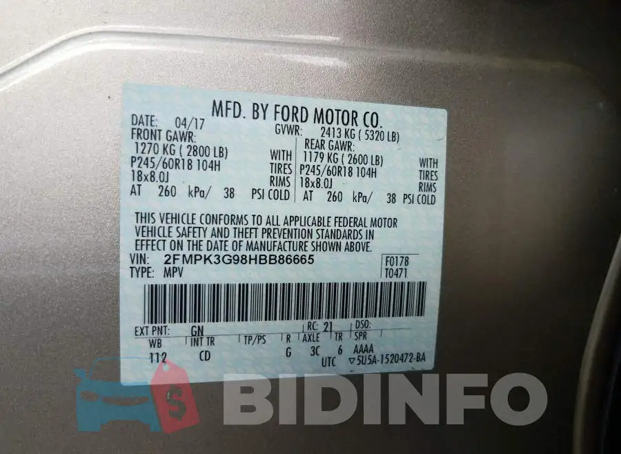 2FMPK3G98HBB86665 Photo# 10