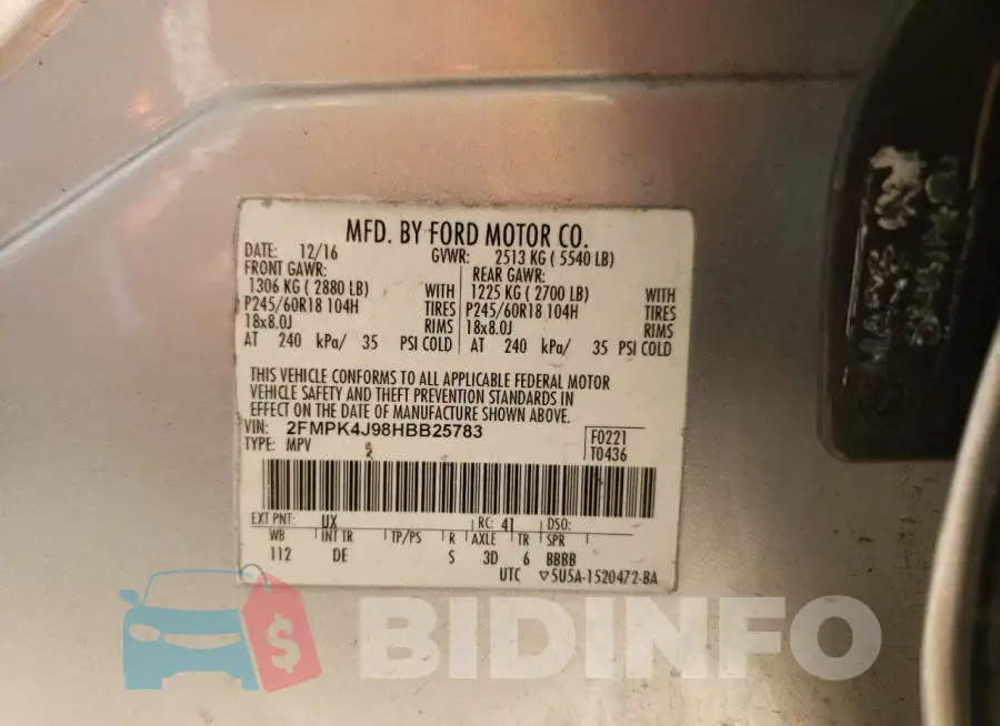 2FMPK4J98HBB25783 Photo# 13