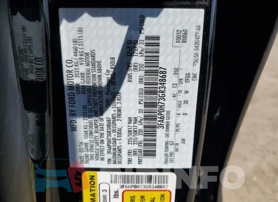 3FA6P0H73GR348687 Photo# 12