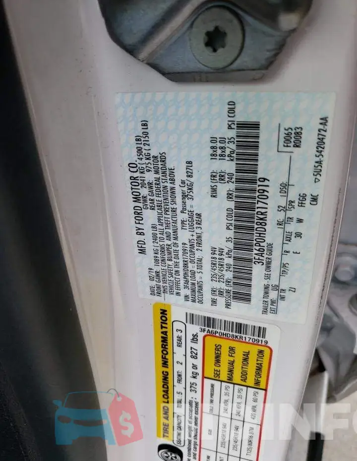 3FA6P0HD8KR170919 Photo# 12