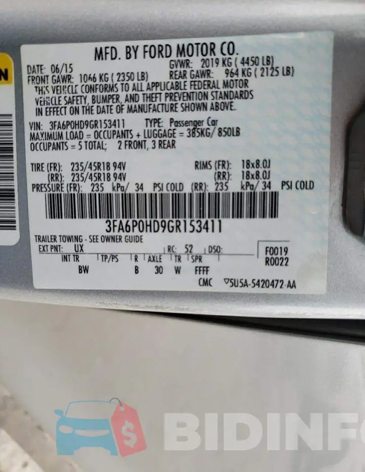 3FA6P0HD9GR153411 Photo# 13