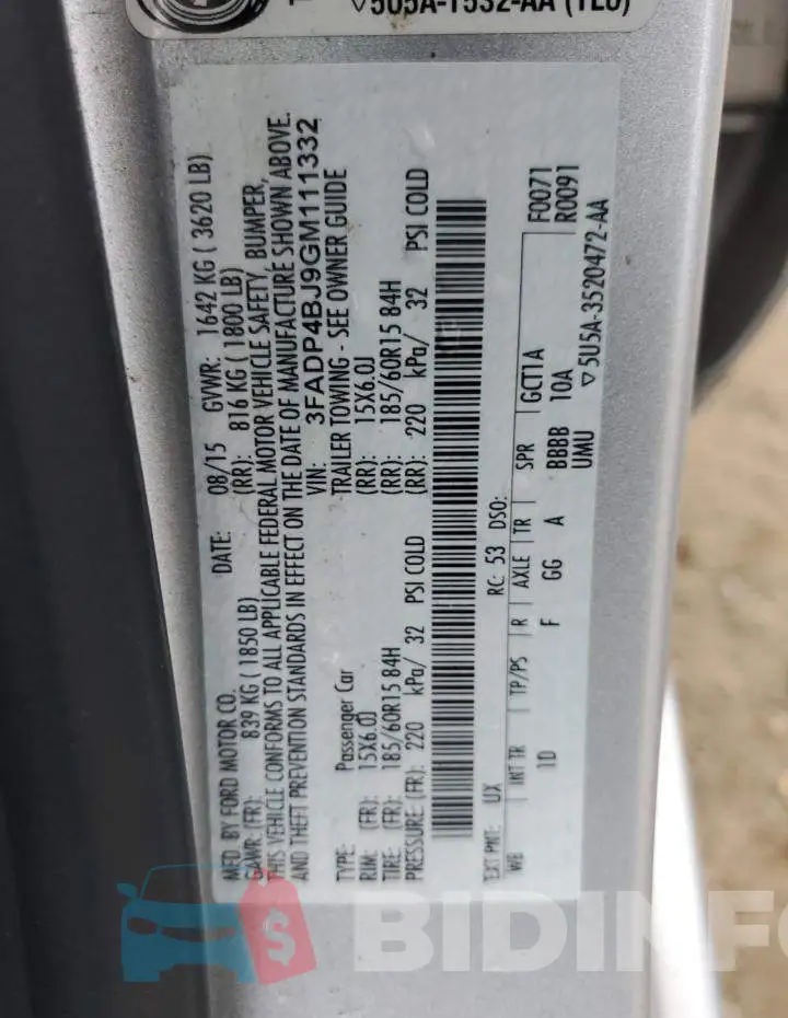 3FADP4BJ9GM111332 Photo# 12