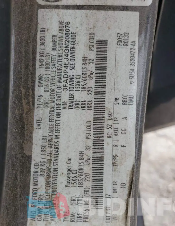 3FADP4EJ4GM208076 Photo# 12