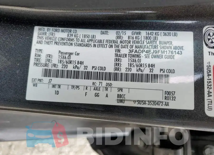 3FADP4EJ9FM176143 Photo# 12