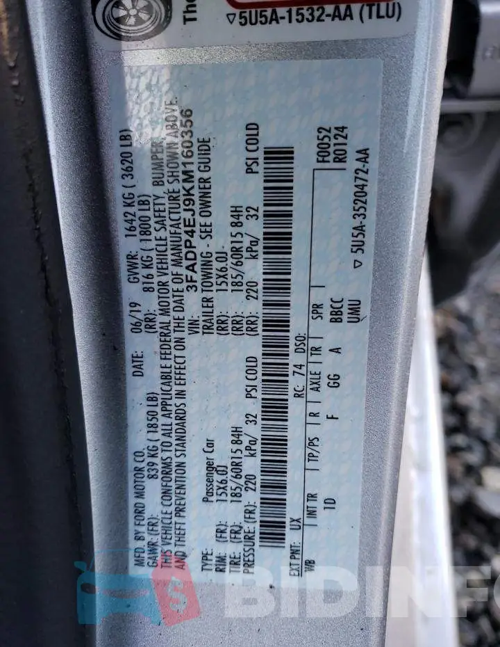 3FADP4EJ9KM160356 Photo# 12