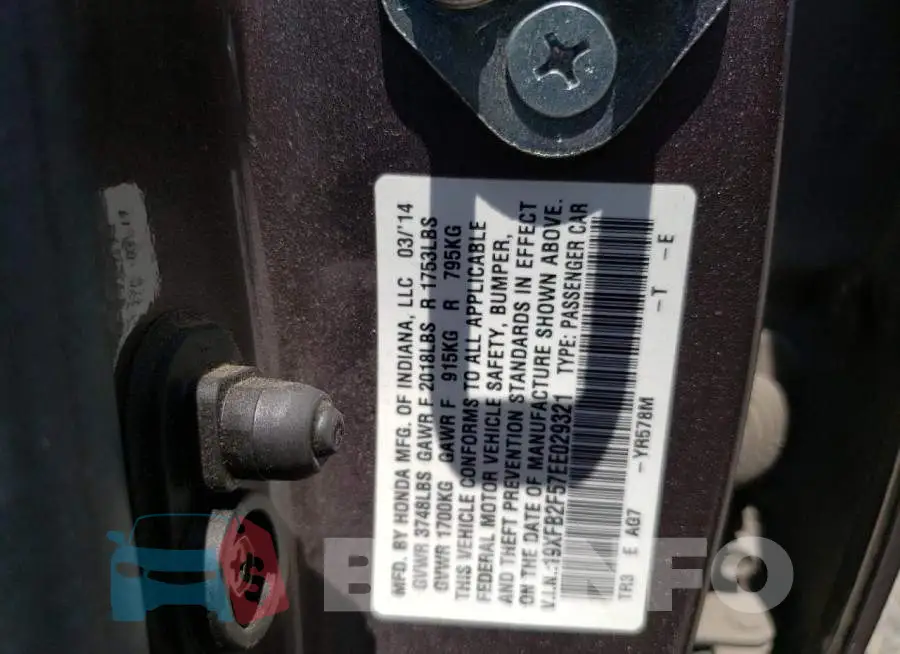 19XFB2F57EE029321 Photo# 12