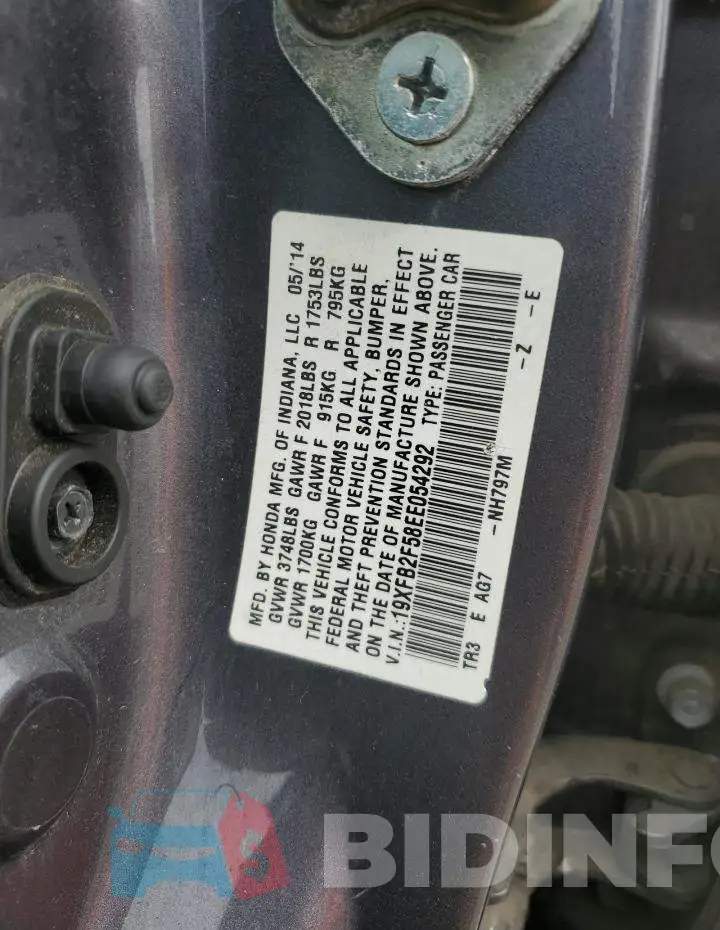 19XFB2F58EE054292 Photo# 12