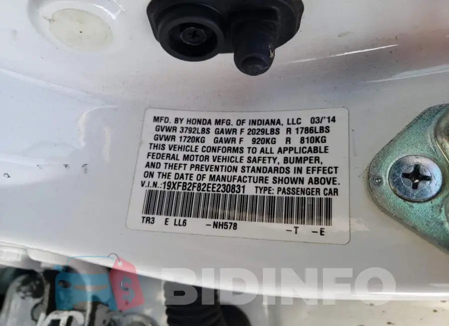 19XFB2F82EE230831 Photo# 12