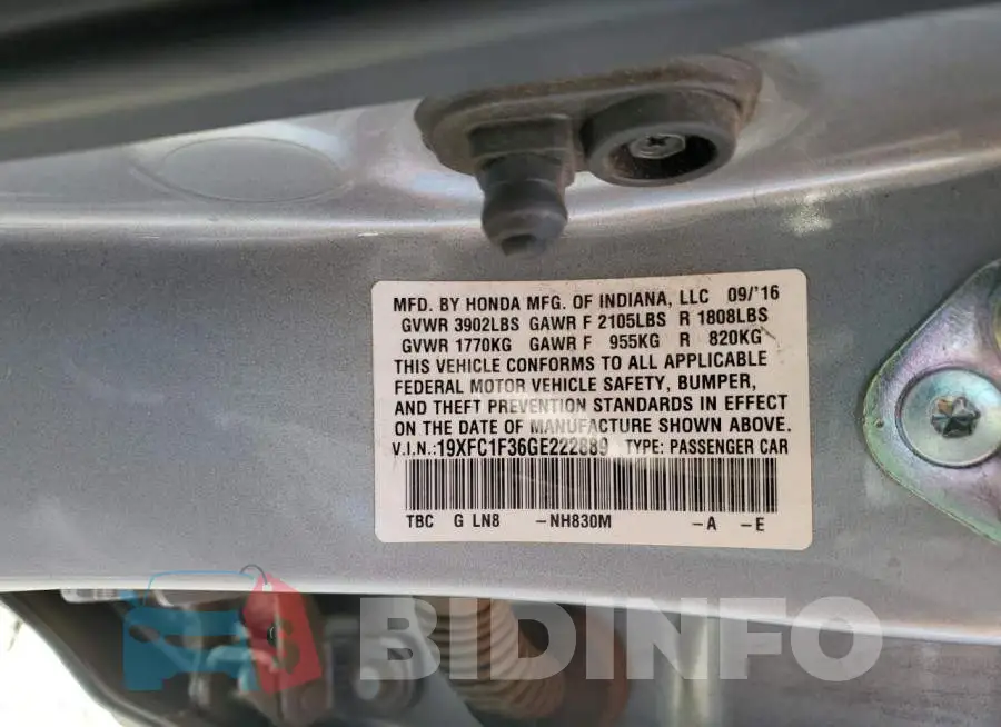 19XFC1F36GE222889 Photo# 12