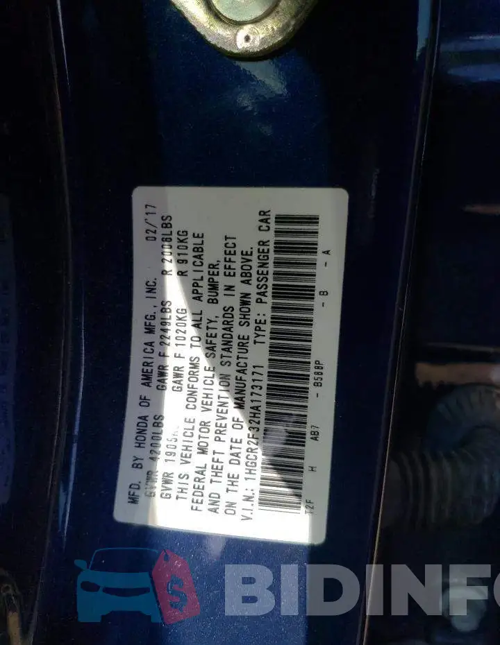 1HGCR2F32HA173171 Photo# 12