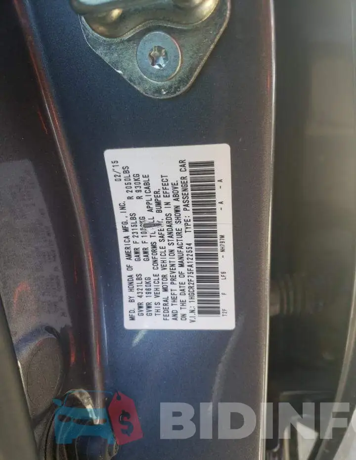 1HGCR2F75FA122554 Photo# 12