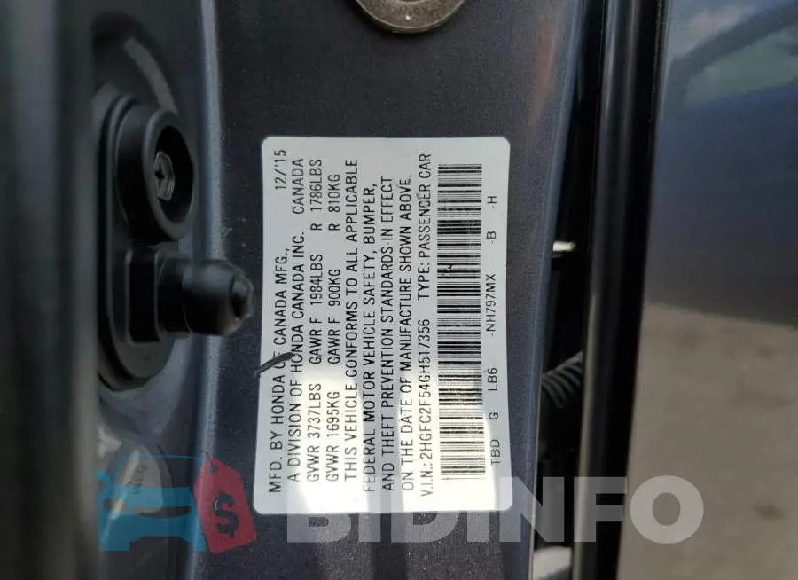2HGFC2F54GH517356 Photo# 12
