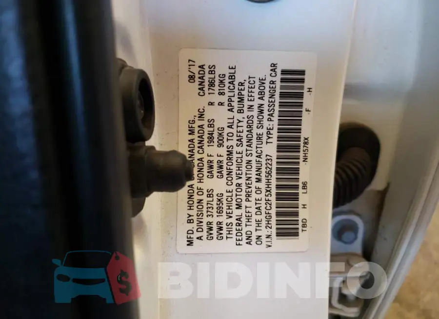 2HGFC2F5XHH562237 Photo# 13