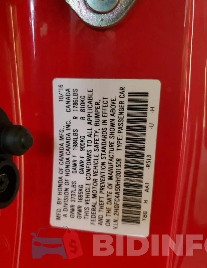 2HGFC4A50HH301508 Photo# 13