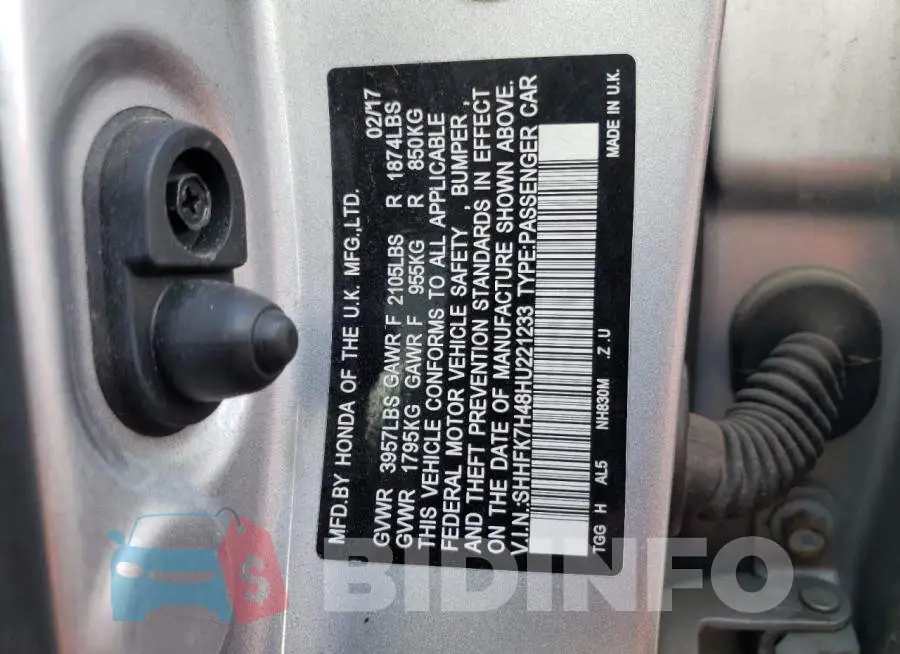 SHHFK7H48HU221233 Photo# 13