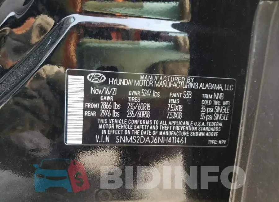 5NMS2DAJ6NH411461 Photo# 14