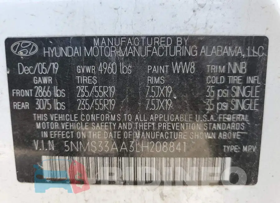 5NMS33AA3LH208841 Photo# 13