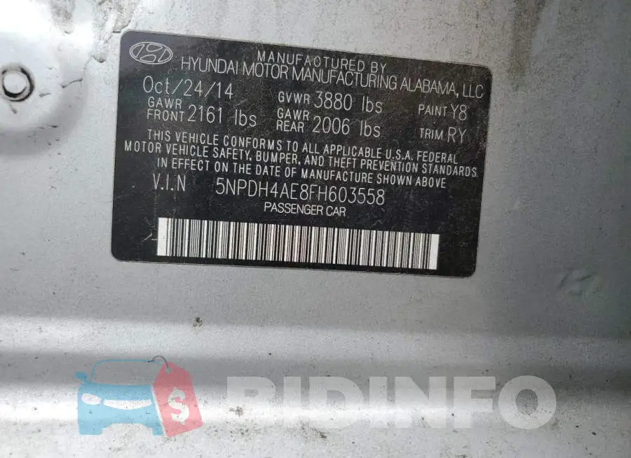 5NPDH4AE8FH603558 Photo# 12