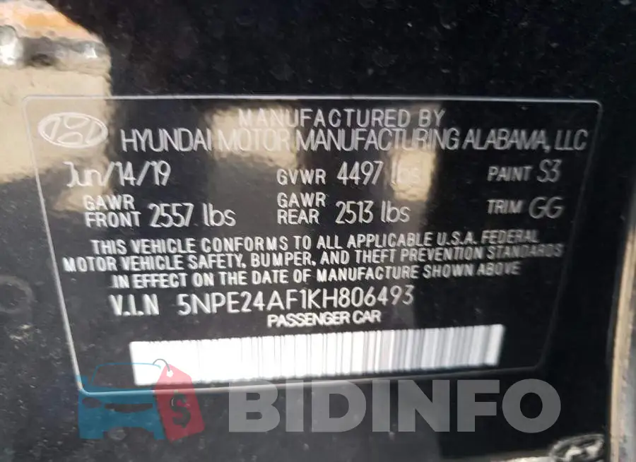 5NPE24AF1KH806493 Photo# 12