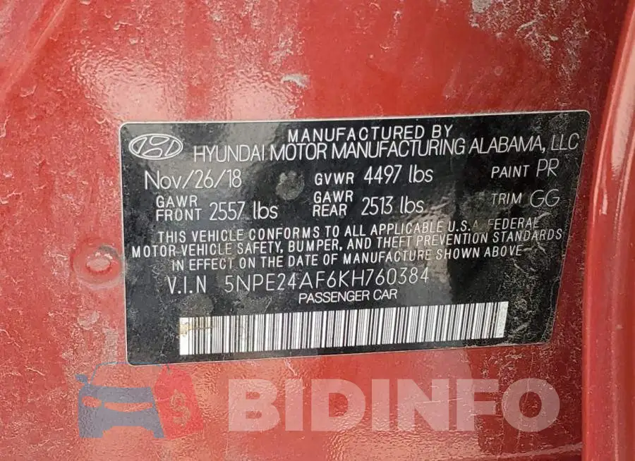 5NPE24AF6KH760384 Photo# 12