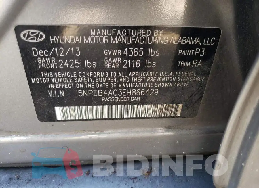 5NPEB4AC3EH866429 Photo# 13