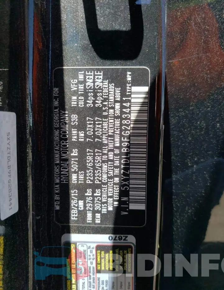 5XYZTDLB9FG283441 Photo# 13