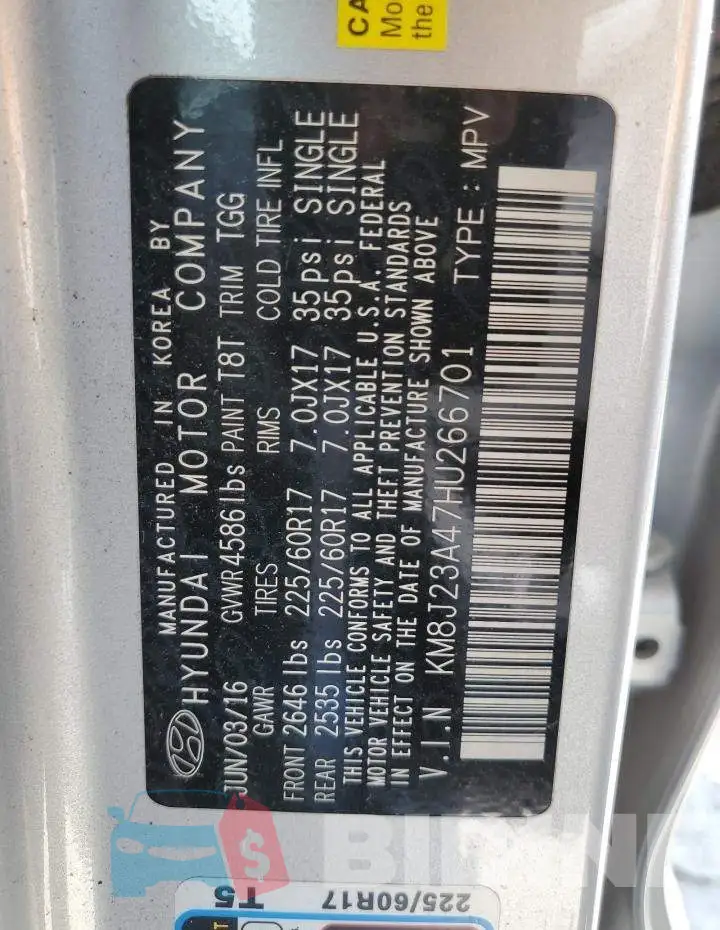 KM8J23A47HU266701 Photo# 13