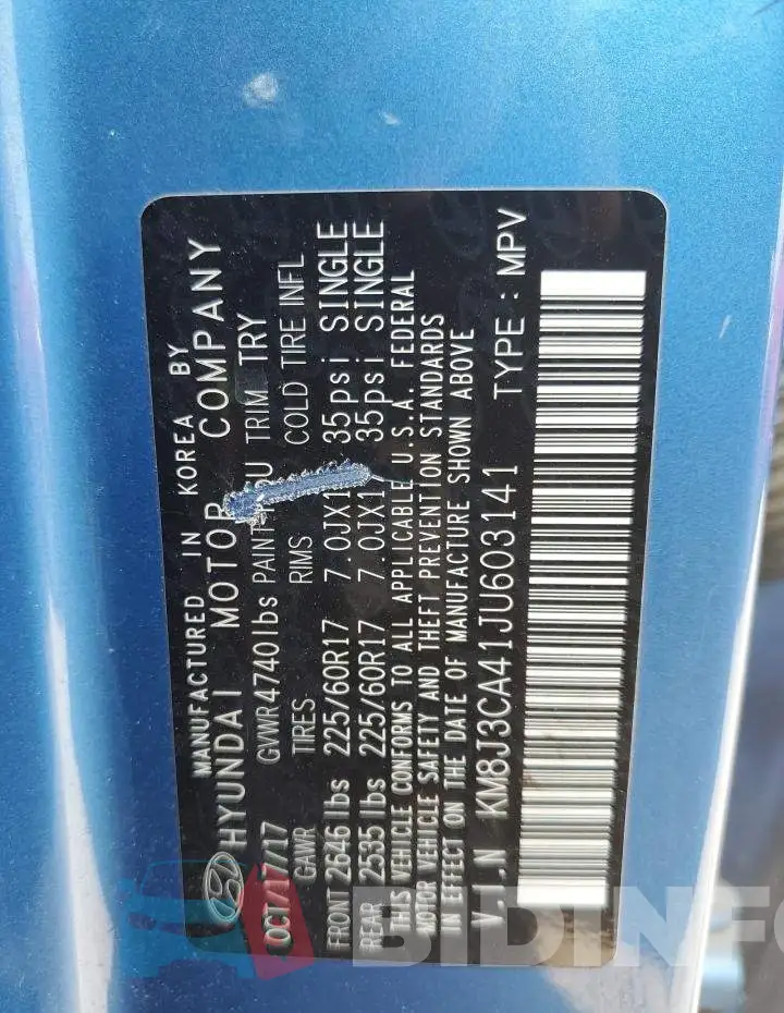 KM8J3CA41JU603141 Photo# 13