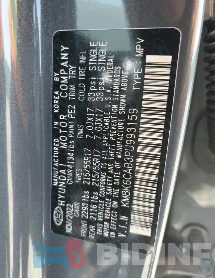 KM8K6CAB3PU993159 Photo# 13