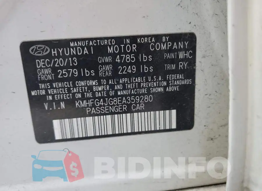 KMHFG4JG8EA359280 Photo# 12