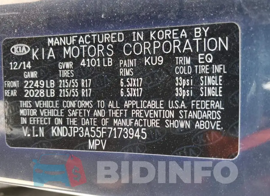 KNDJP3A55F7173945 Photo# 13
