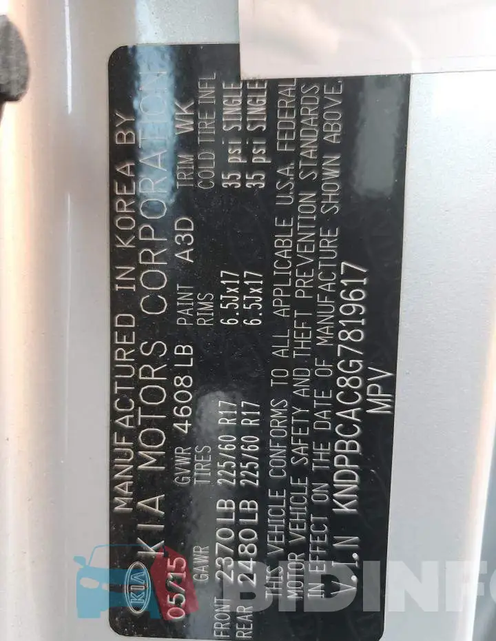 KNDPBCAC8G7819617 Photo# 12