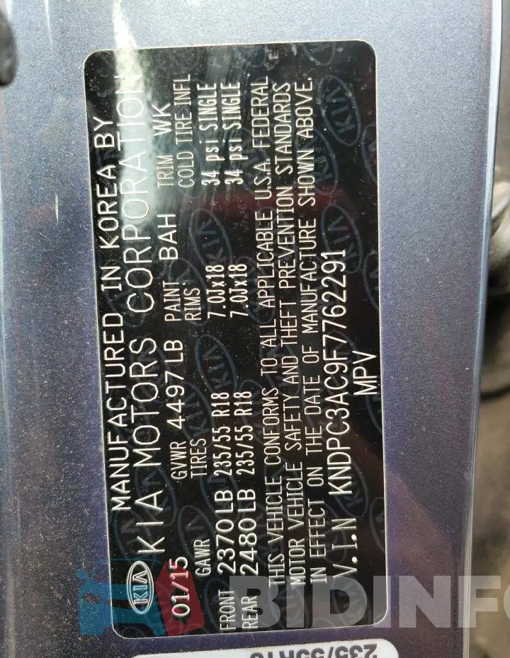 KNDPC3AC9F7762291 Photo# 13