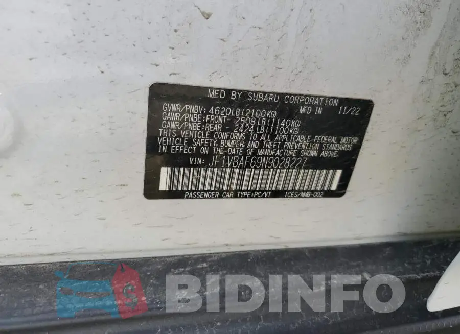 JF1VBAF69N9028227 Photo# 13
