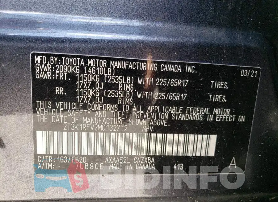 2T3K1RFV2MC132712 Photo# 13