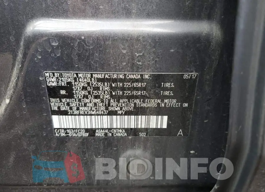 2T3RFREV3HW648437 Photo# 13