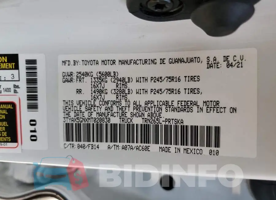 3TYAX5GNXMT020830 Photo# 13