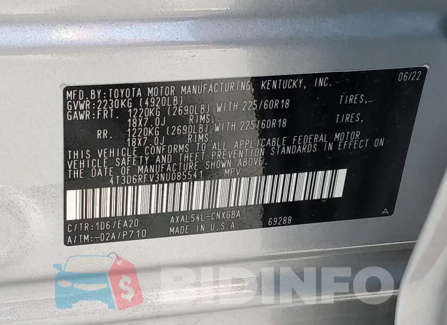 4T3D6RFV3NU085541 Photo# 13