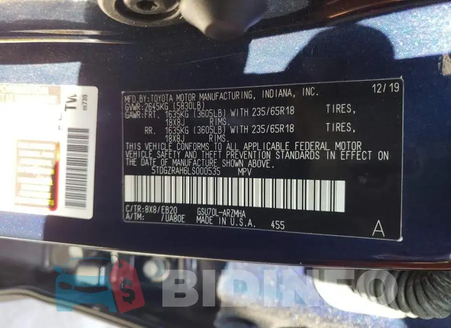 5TDGZRAH6LS000535 Photo# 13