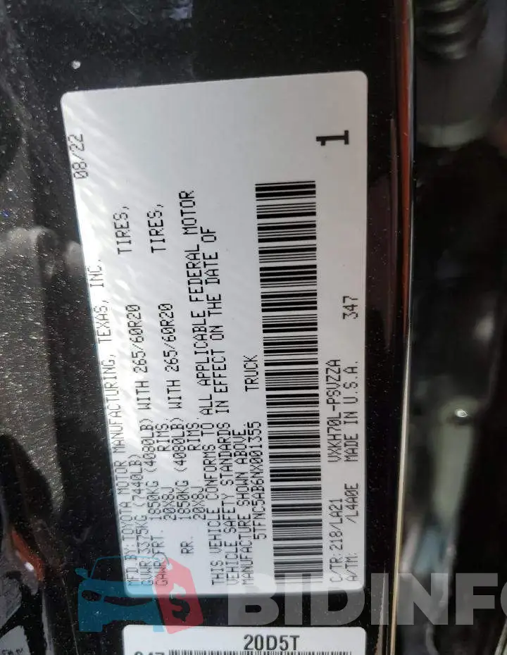 5TFNC5AB6NX001355 Photo# 12