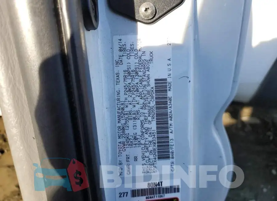 5TFTX4GN9EX033451 Photo# 12