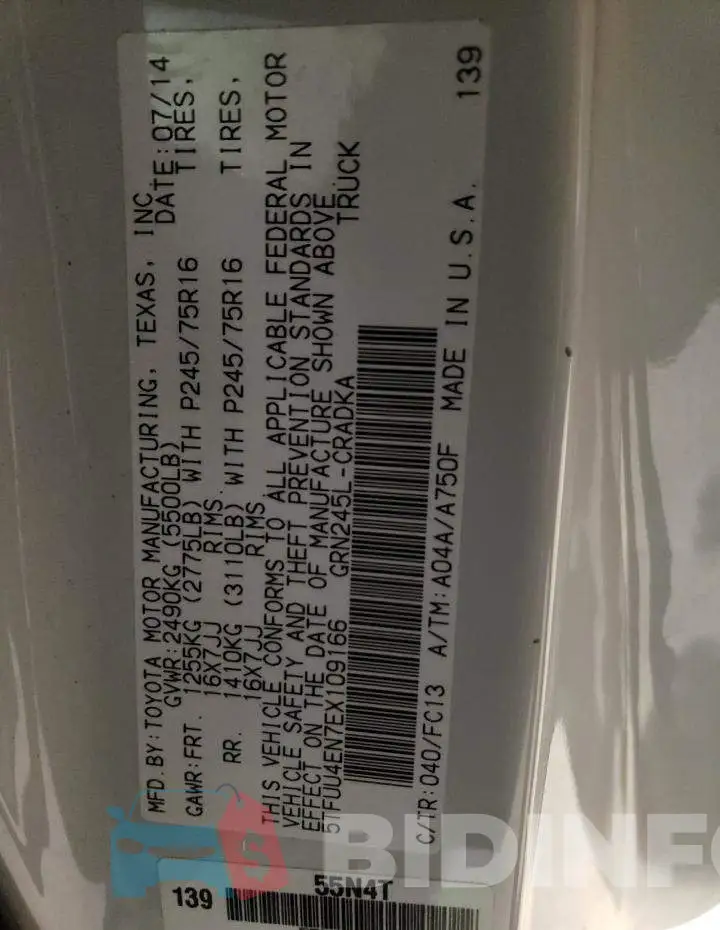 5TFUU4EN7EX109166 Photo# 12