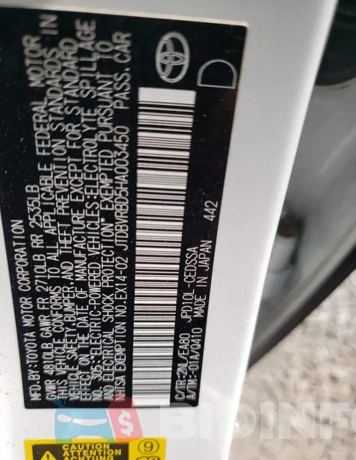 JTDBVRBD5HA003450 Photo# 13