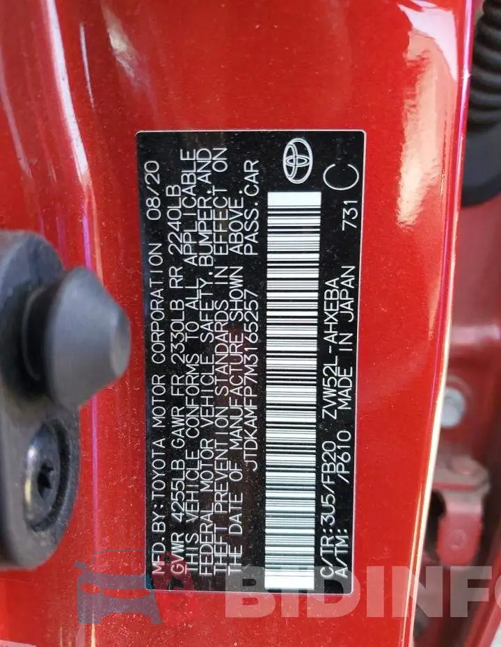 JTDKAMFP7M3165257 Photo# 12