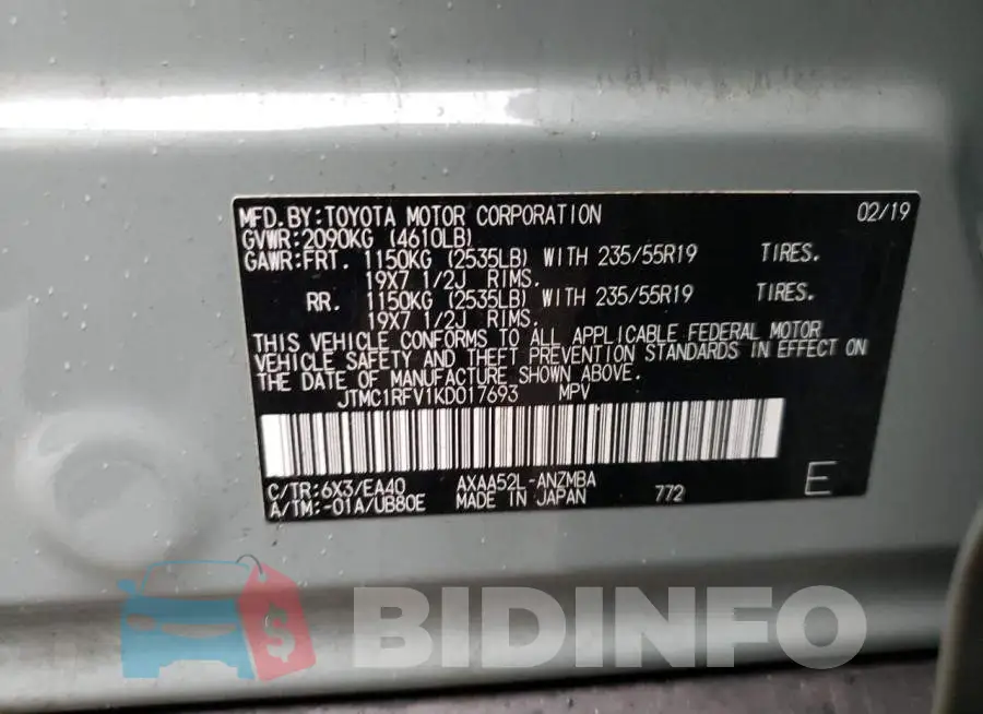 JTMC1RFV1KD017693 Photo# 14