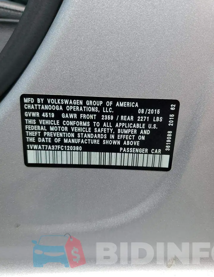 1VWAT7A37FC120380 Photo# 12