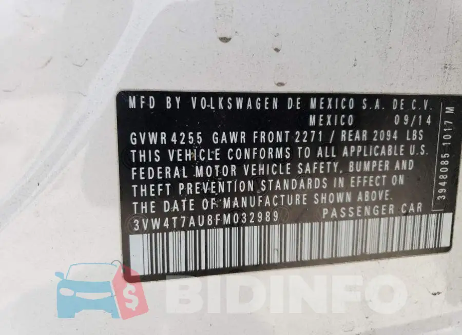 3VW4T7AU8FM032989 Photo# 12