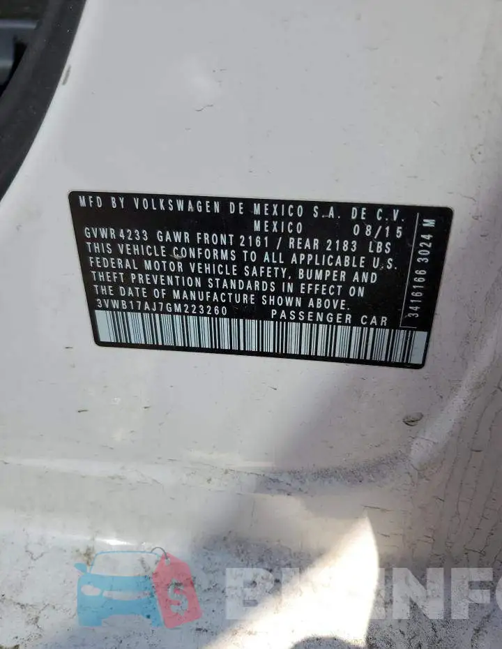 3VWB17AJ7GM223260 Photo# 13