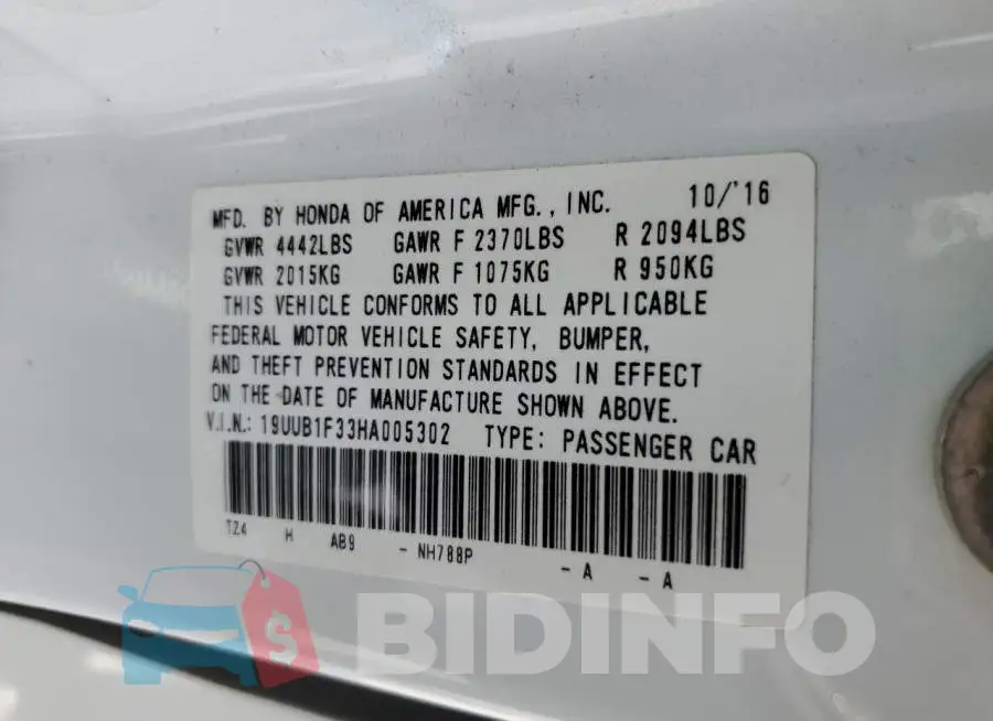 19UUB1F33HA005302 Photo# 12